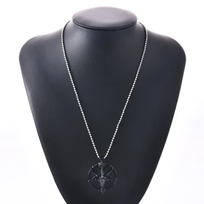 Gothic Design Necklace with Round Pendant - Image 4