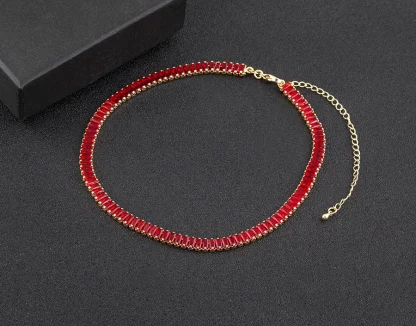 Colorful Rectangle Rhinestone-like Necklace - Image 11