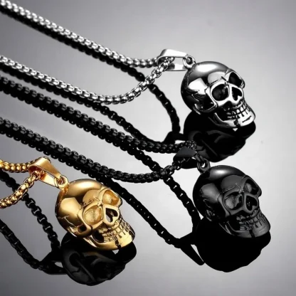 Shiny Skull Pendant Chain Necklaces - Image 3