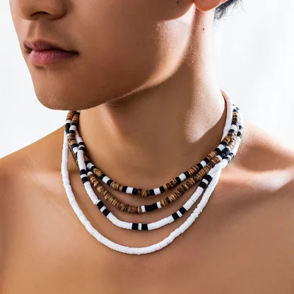 Beaded Elastic Neclace with Tribal Pattern