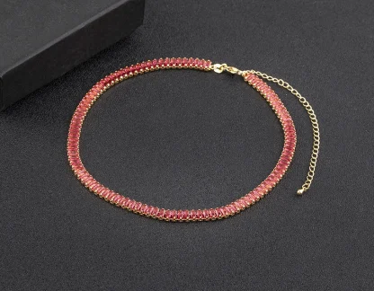 Colorful Rectangle Rhinestone-like Necklace - Image 14