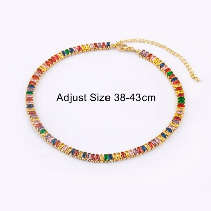 Colorful Rectangle Rhinestone-like Necklace - Image 2