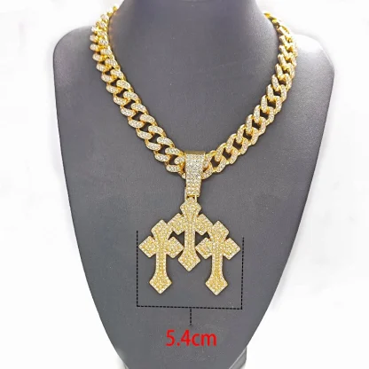 Luxury Necklace with Triple Cross Pendant - Image 3