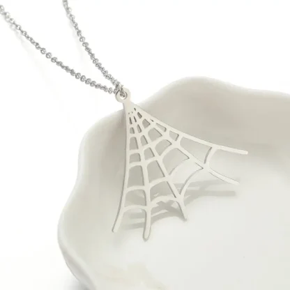 Halloween Necklace with Cobweb Pendant