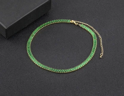 Colorful Rectangle Rhinestone-like Necklace - Image 10