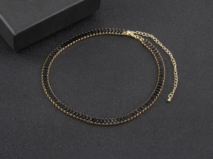 Colorful Rectangle Rhinestone-like Necklace - Image 15