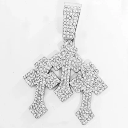 Luxury Necklace with Triple Cross Pendant - Image 2