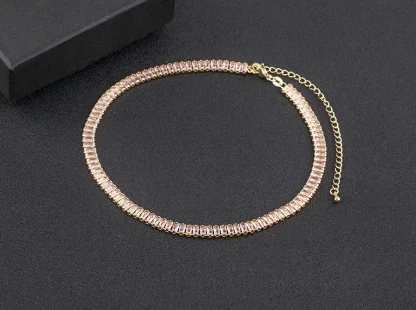 Colorful Rectangle Rhinestone-like Necklace - Image 13