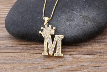 Luxury Necklace with Initial and Crown Design - Image 9