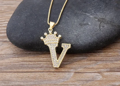 Luxury Necklace with Initial and Crown Design - Image 15