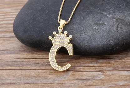Luxury Necklace with Initial and Crown Design - Image 7