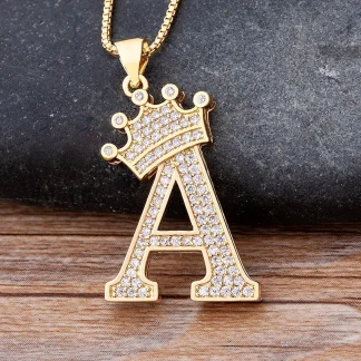 Luxury Necklace with Initial and Crown Design