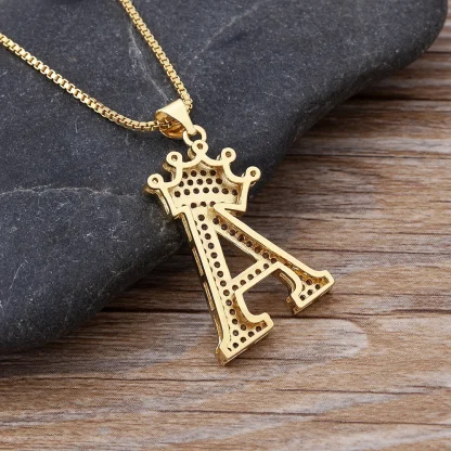 Luxury Necklace with Initial and Crown Design - Image 4