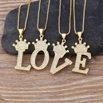 Luxury Necklace with Initial and Crown Design - Image 3
