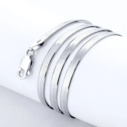 Shiny Snake Chain Necklace with Flat Design - Image 4