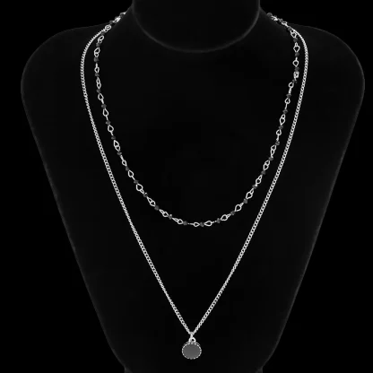 Black Beaded Necklace with Double Layer Design - Image 6