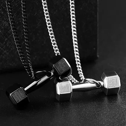 Chain Necklace with Dumbbell Pendant - Image 2