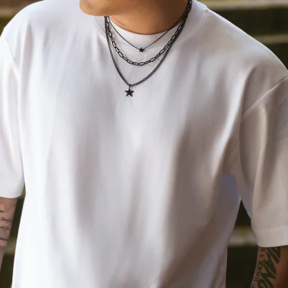 Black Multiple Layer Necklace with Star Pendant - Image 3