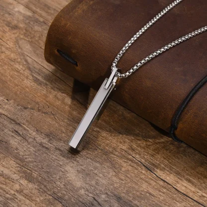 Simplicity Necklace with Vertical Bar Pendant - Image 3
