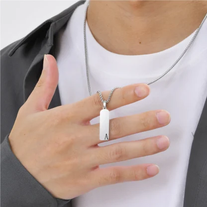 Simple Bar Necklace with Initial Letter Design - Image 2