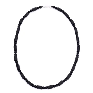Black Men's Necklace with Beads Decor