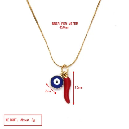 Multi Pendant Necklace with Evil Eye Decor - Image 7