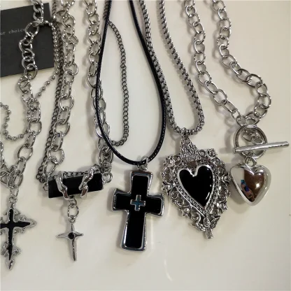 Gothic Style Necklace with Cross Pendant - Image 4