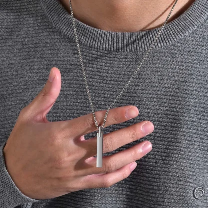 Simplicity Necklace with Vertical Bar Pendant - Image 4