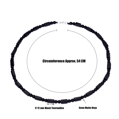 Black Men's Necklace with Beads Decor - Image 3