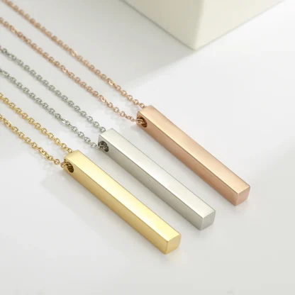 Chain Necklace with Sleek Bar Pendant - Image 5