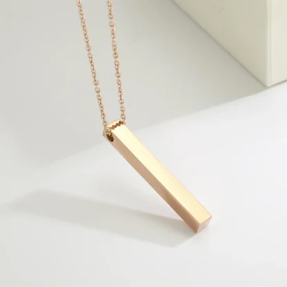 Chain Necklace with Sleek Bar Pendant - Image 4
