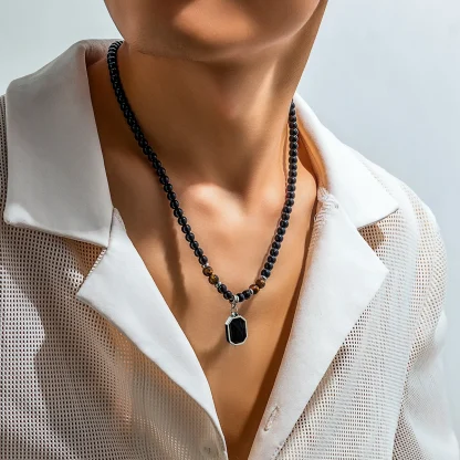 Adjustable Necklace with Beaded Design - Image 2