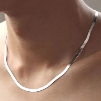Shiny Snake Chain Necklace with Flat Design