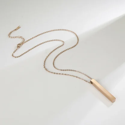 Chain Necklace with Sleek Bar Pendant - Image 3