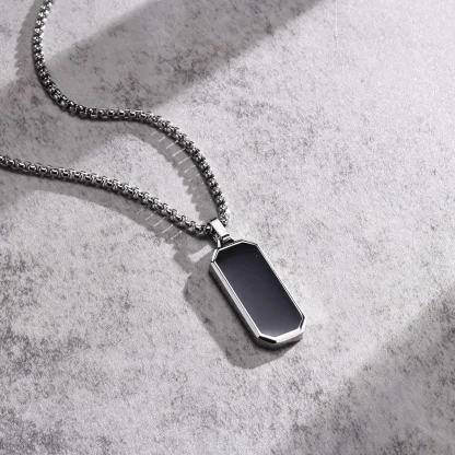 Geometric Necklace with Black Pendant - Image 8