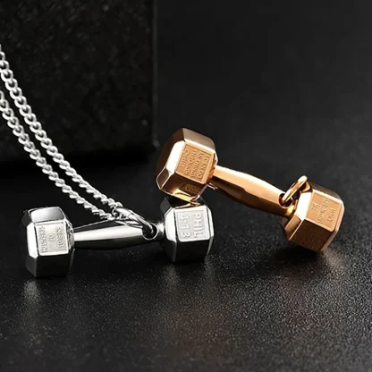 Chain Necklace with Dumbbell Pendant - Image 3