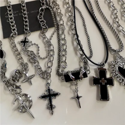 Gothic Style Necklace with Cross Pendant - Image 3