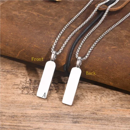 Simple Bar Necklace with Initial Letter Design - Image 4