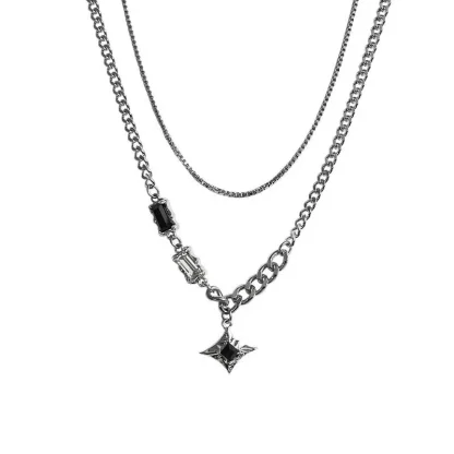 Double Layer Necklace with Star Pendant - Image 4