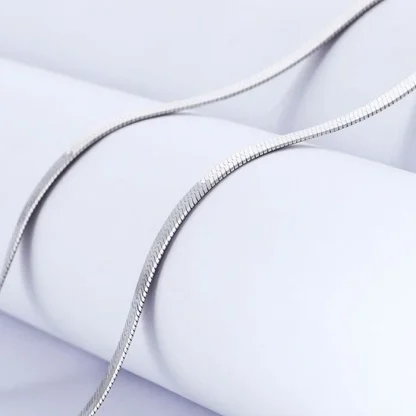 Shiny Snake Chain Necklace with Flat Design - Image 5