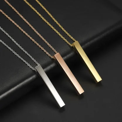 Chain Necklace with Sleek Bar Pendant - Image 2