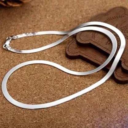 Shiny Snake Chain Necklace with Flat Design - Image 3