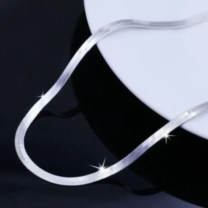 Shiny Snake Chain Necklace with Flat Design - Image 2