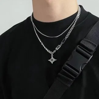 Double Layer Necklace with Star Pendant