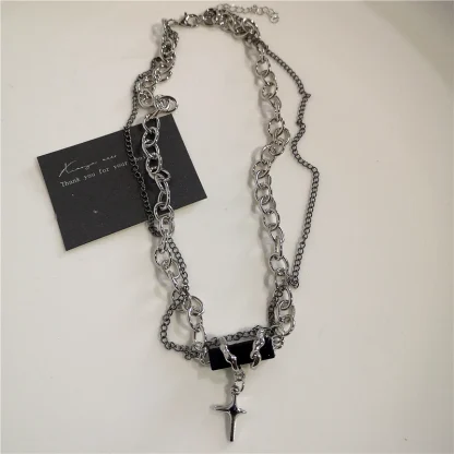 Gothic Style Necklace with Cross Pendant - Image 6