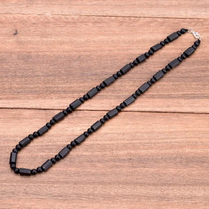 Black Men's Necklace with Beads Decor - Image 5