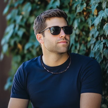 Black Men's Necklace with Beads Decor - Image 2