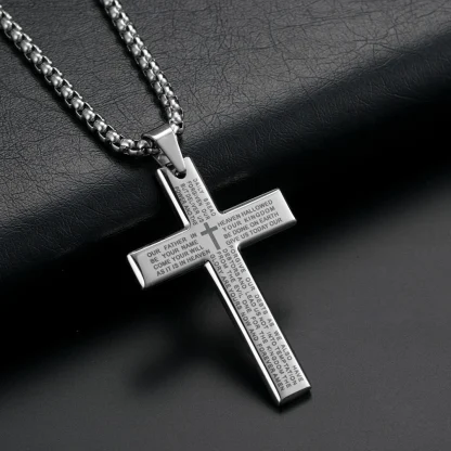 Men's Chain Necklace with Cross Pendant - Image 4