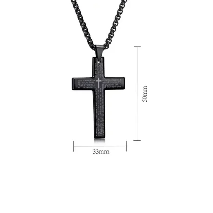 Men's Chain Necklace with Cross Pendant - Image 3